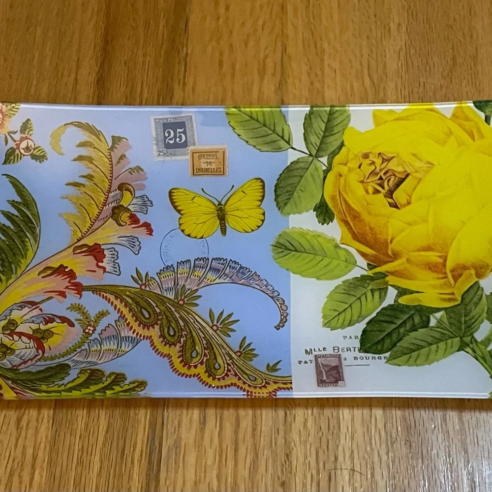 EUC Fringe Studio Floral Glass Trinket Tray